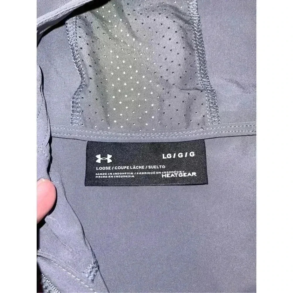Under  Armour Heatgear Cooling Lightweight  1/4 Zip Gray Jacket Hoodie Mens L - Picture 3 of 7